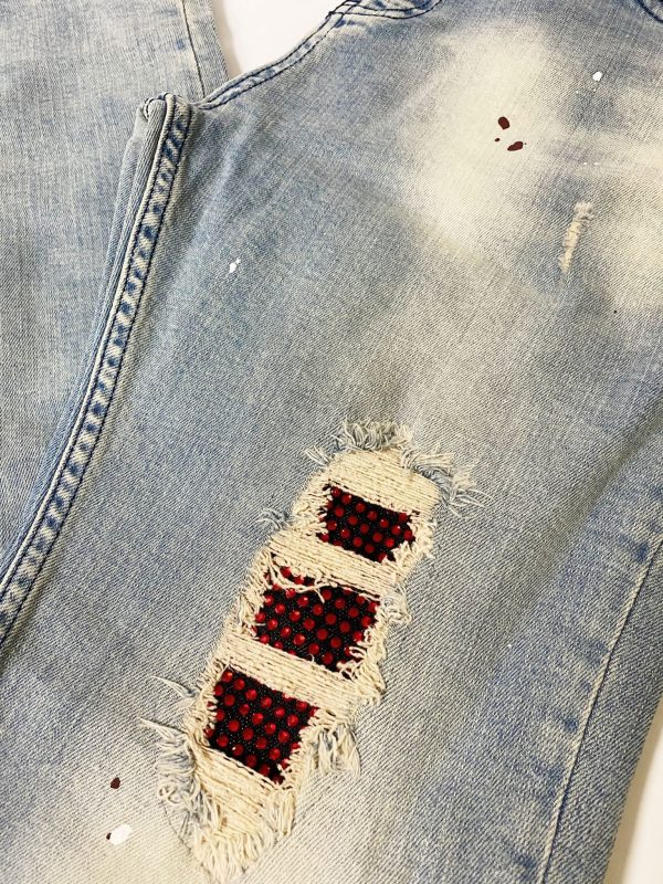 Jeans OiO Soft Blue & Red Stones Model 9085