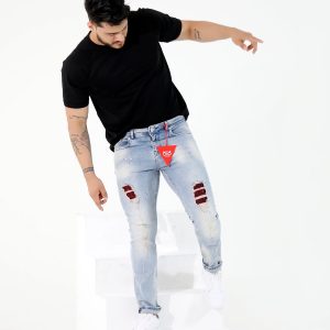 Jeans OiO Soft Blue & Red Stones Model 9085